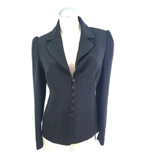 Moda International Size 6 Black Pinstripe Blazer Jacket